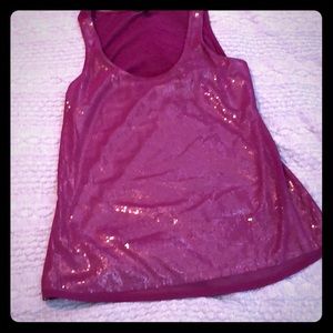 Racerback tank with sequins and sheer front